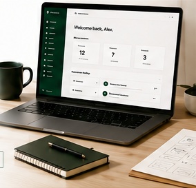 Legal technology adoption dashboard on a laptop